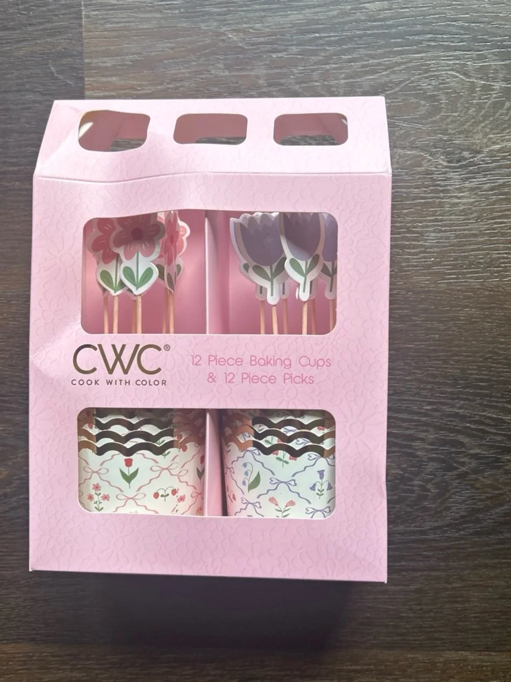 CWC Pink Floral Baking Cups & Picks Set - 24-Piece